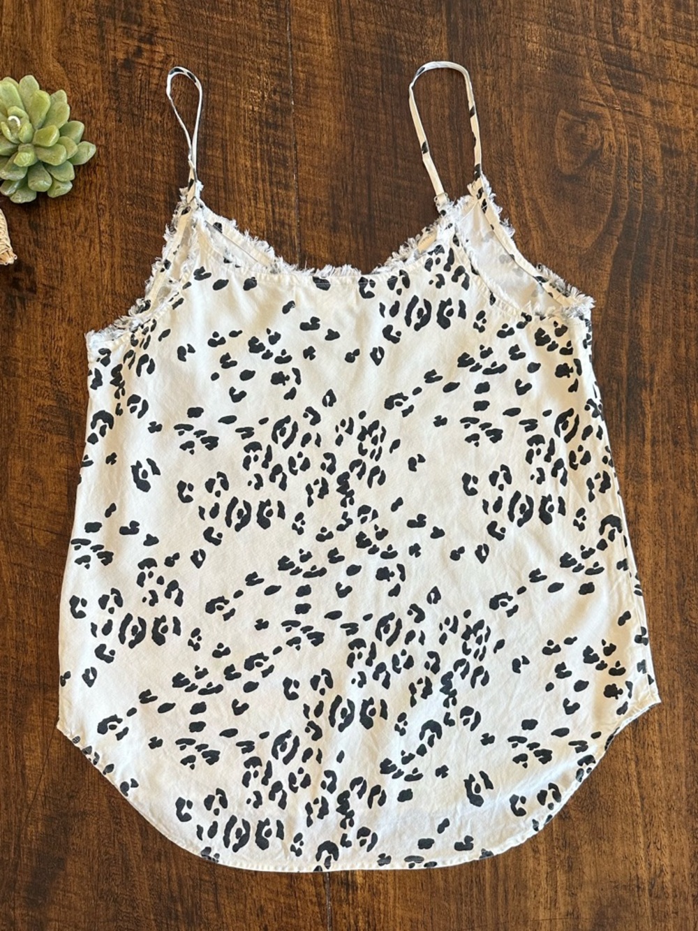 Cloth & Stone | Leopard Print Cami Tank Top – Frayed Hem, Size S - Picture 2 of 7